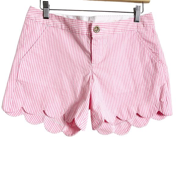Lilly Pulitzer Seersucker Buttercup Scalloped Shorts Size 4 - Picture 1 of 7